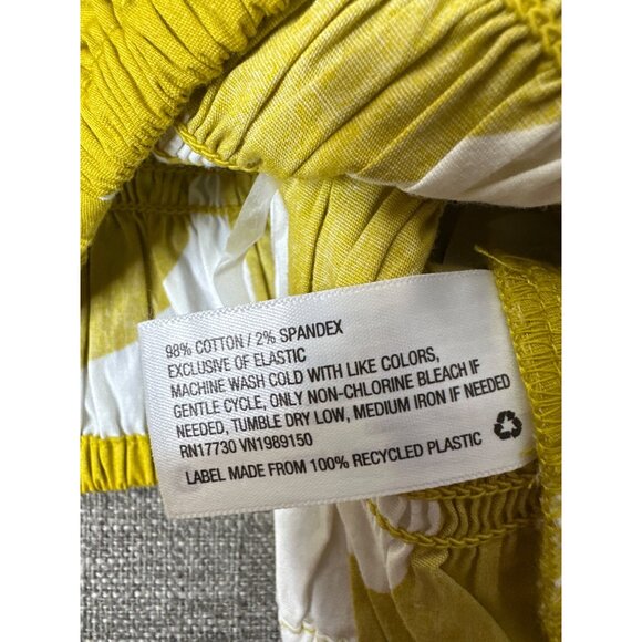 A New Day Womens Yellow & White Smocked Crop Top XL Adjustable Straps Cruise - Picture 5 of 7